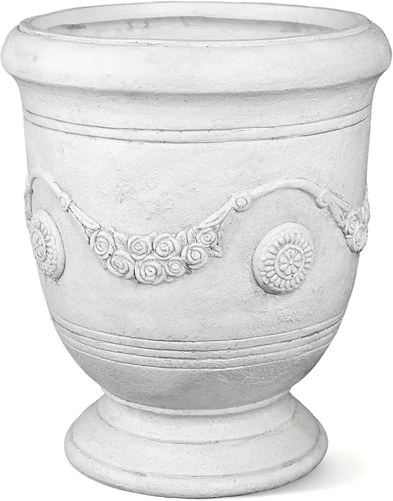 16.5 Inch Magnesium Oxide Urn Planter with Drainage Hole