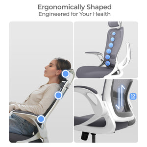 Foldable Ergonomic Mesh Office Chair with Flip-Up Arms