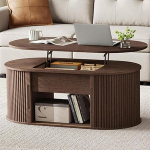 Lift Top Coffee Table with Tambour Door & Storage