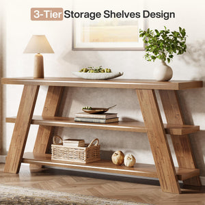 70.87" 3-Tier Narrow Console Table with Storage – Farmhouse Sofa & Entryway Table