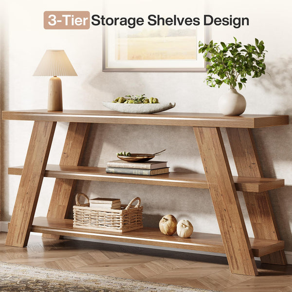70.87" 3-Tier Narrow Console Table with Storage – Farmhouse Sofa & Entryway Table