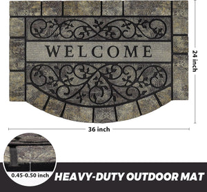 Heavy Duty Rubber Welcome Mat – Non-Slip, Outdoor, 24" x 36"