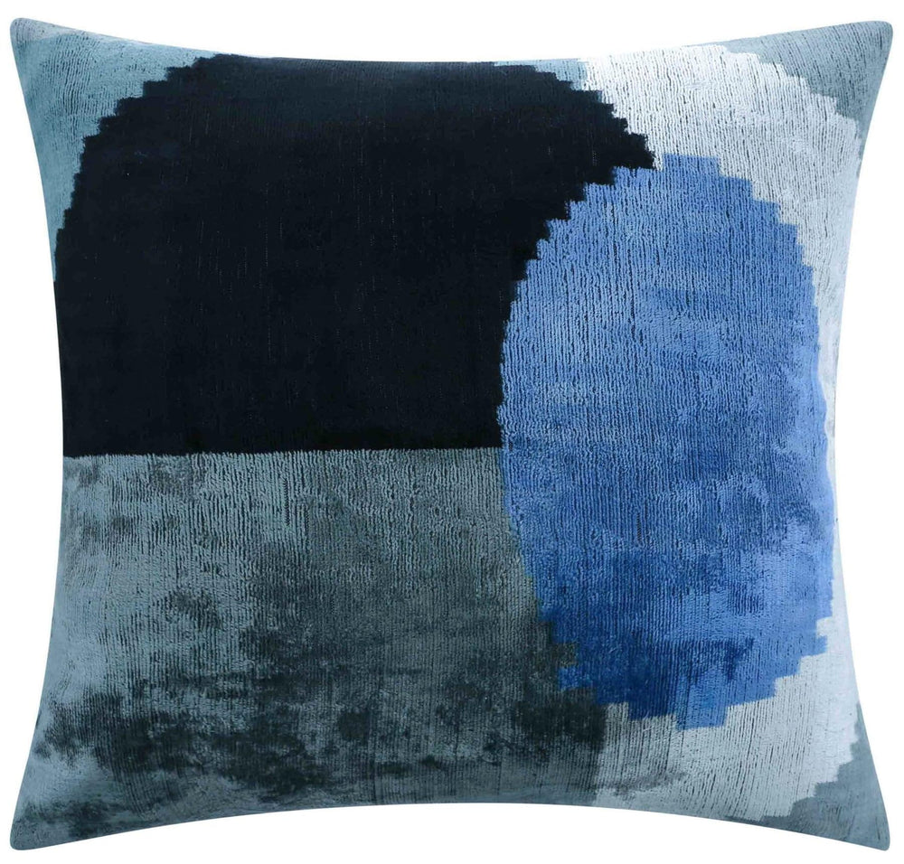 Velvet Throw Pillow – Blue & Black Abstract, 20x20"