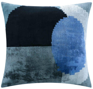 Velvet Throw Pillow – Blue & Black Abstract, 20x20"