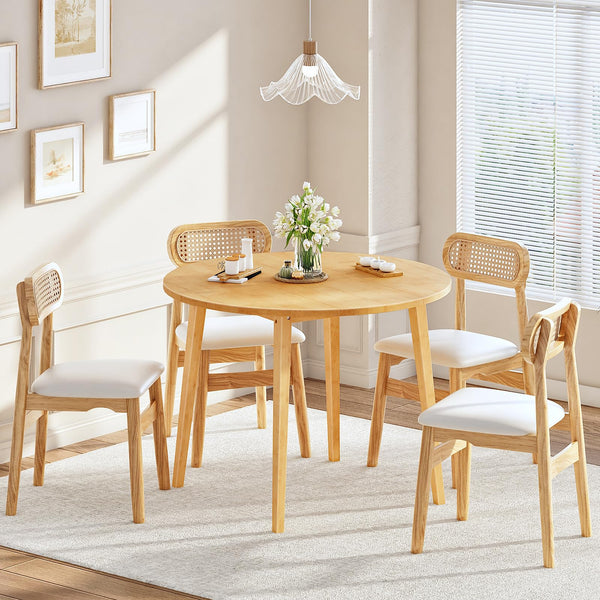 Round Bamboo Dining Table for 2-4 | 35.4 Inch Kitchen Table for Small Spaces