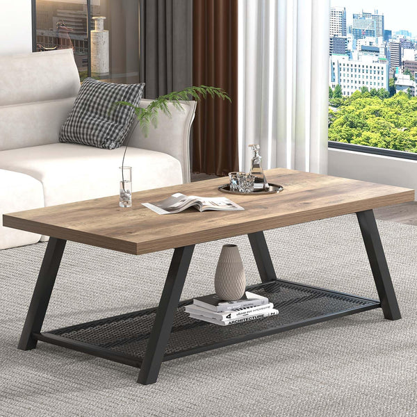 47" 2-Tier Coffee Table with Storage