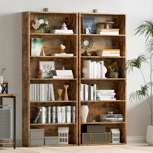 6-Tier Bookcase Set of 2 — 70" Tall