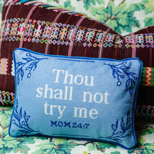 Needlepoint Throw Pillow – Wool Embroidered Accent Pillow