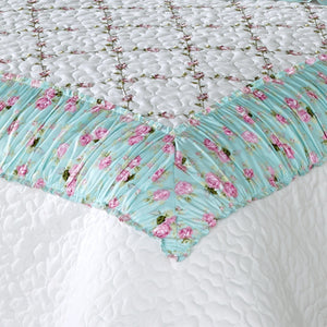 Rose Garden Grande King Bedspread White