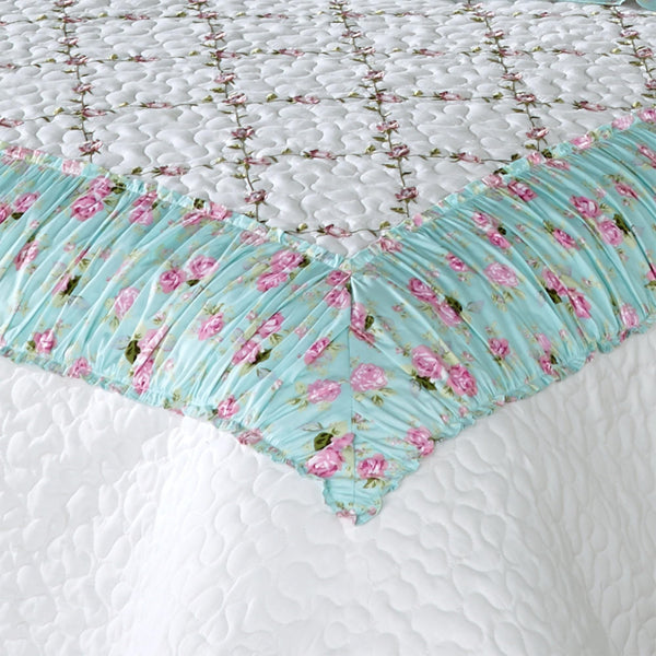 Rose Garden Grande King Bedspread White