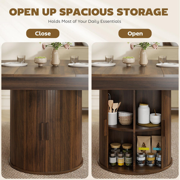 Extendable Dining Table with Storage Pedestal, Seats 4–6