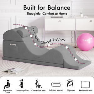 Convertible Yoga Chaise Lounge Chair with Lumbar Pillow