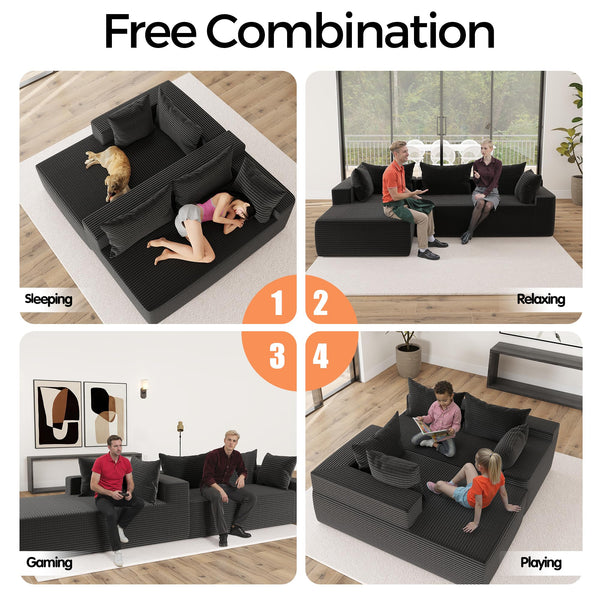 108" Modular Sectional Sofa L-Shape with Deep Seat