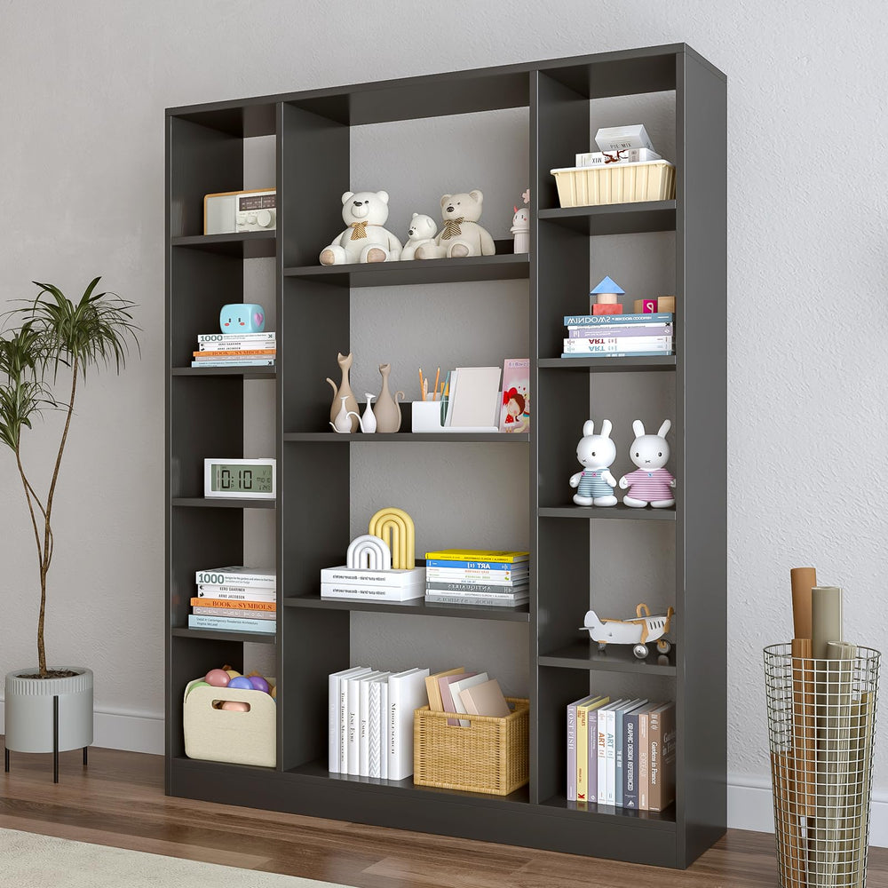 Cube Storage Bookcase with Base, 10 Cubes & 4 Shelves, Black