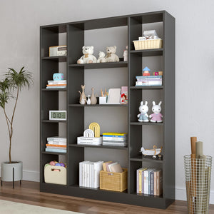 Cube Storage Bookcase with Base, 10 Cubes & 4 Shelves, Black