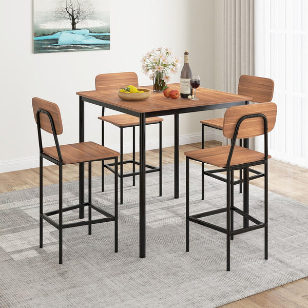 5-Piece Counter Height Dining Table Set with 4 Bar Stools