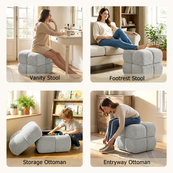 Oversized Square Storage Ottoman – Grey