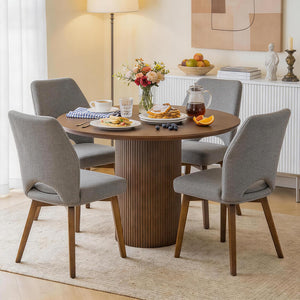 Modern Upholstered Dining Chairs Set of 4 with High Back & Wood Legs – Grey