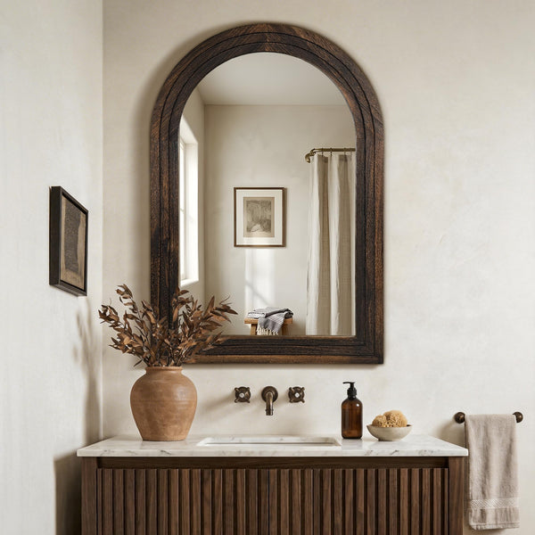 Arched Wood Frame Wall Mirror