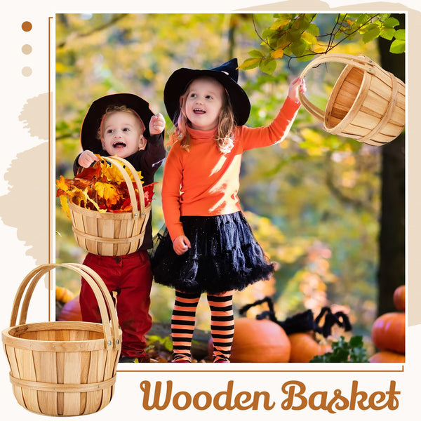 Round Wooden Farmers Market Baskets with Handle
