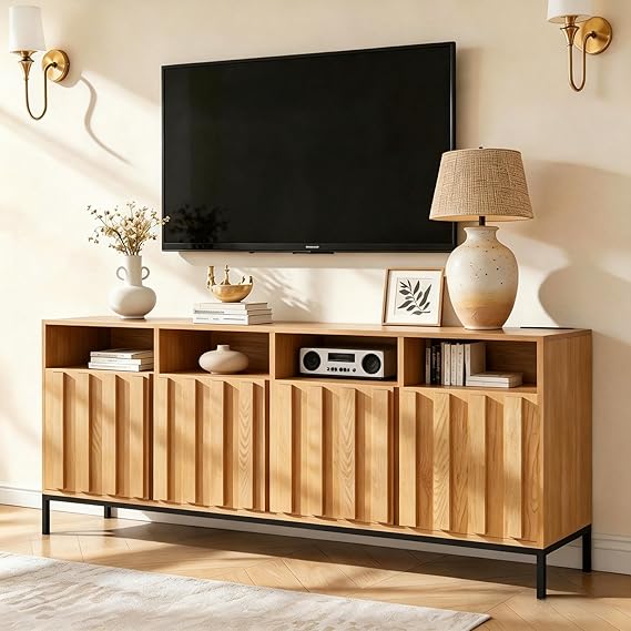 70" Fluted TV Stand with Power Outlet