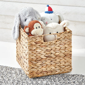 Woven Hyacinth Cube Storage Baskets with Handles – Set of 6
