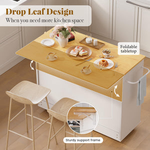 Rolling Kitchen Island with Storage and Drop Leaf
