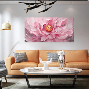 Pink Floral Canvas Wall Art – Large Botanical Print for Living Room & Bedroom