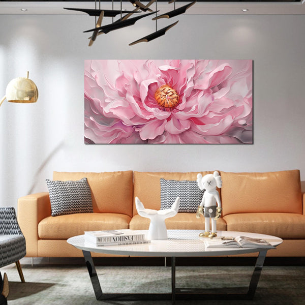 Pink Floral Canvas Wall Art – Large Botanical Print for Living Room & Bedroom
