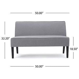 Modern Fabric Loveseat – Grey & Matte Black