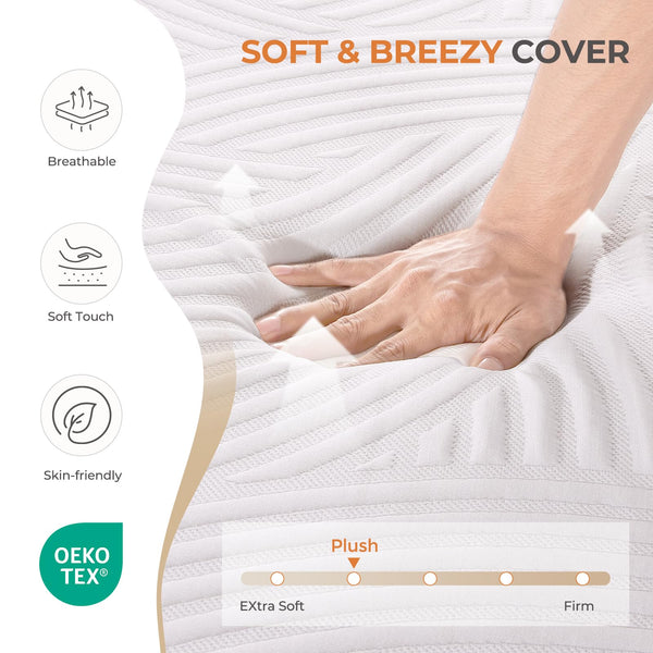 Twin Memory Foam Mattress 10 Inch – Pillow Top, Pressure Relief