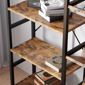 Triple Wide 5-Tier Industrial Bookshelf with Metal Frame