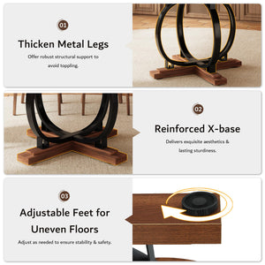 Extendable Round Dining Table for 4-6 | Metal X-Base & MDF Top