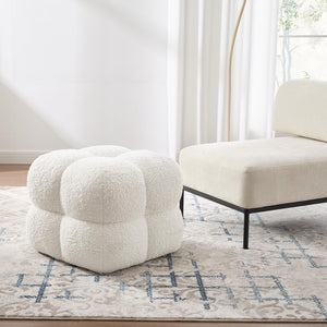 Square Sherpa Ottoman Stool with High-Density Foam