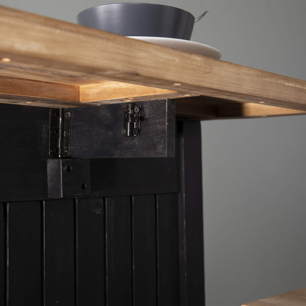 Expandable Freestanding Kitchen Island – Black & Natural