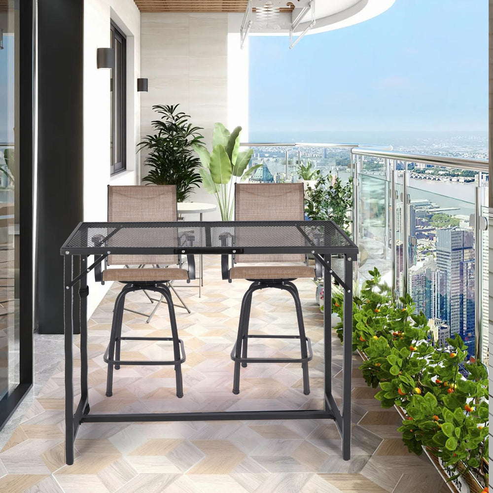 Folding Outdoor Bar Table with Waterproof Mesh Top