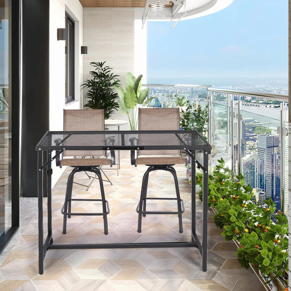 Folding Outdoor Bar Table with Waterproof Mesh Top