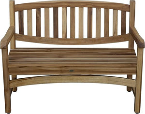 Teak Wood Outdoor Garden Bench with Armrests & Backrest
