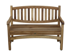 Solid Teak Wood Outdoor Bench with Armrests & Backrest
