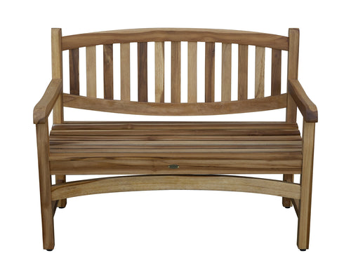 Solid Teak Wood Outdoor Bench with Armrests & Backrest