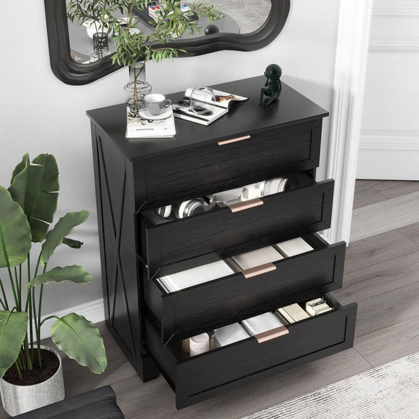 4-Drawer Bedroom Dresser with Gold Handles