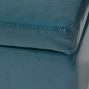 Teal PU Storage Ottoman Bench