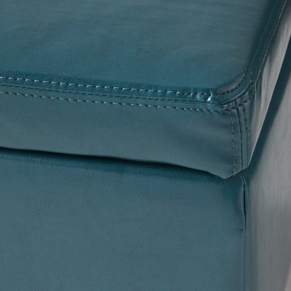 Teal PU Storage Ottoman Bench