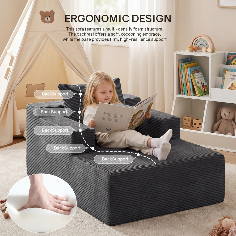 Corduroy Chaise Lounge Chair with Boneless Foam