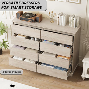 8-Drawer Double Dresser with Wide Top
