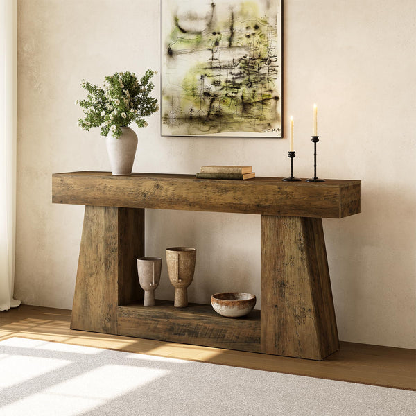 63" Farmhouse Console Table with Storage