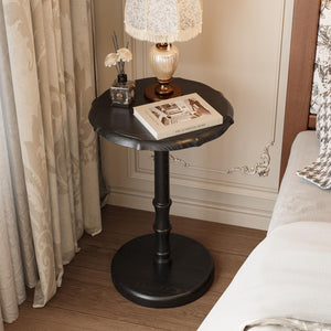 Solid Wood Round Pedestal Side Table