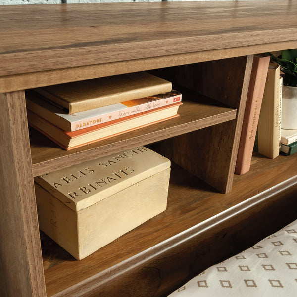 Full Queen Bookcase Headboard with Storage Shelves and Charging Station