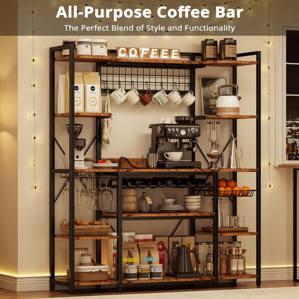 Large Baker's Rack with Power Outlet & Wine Storage