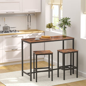 3-Piece Bar Table and Stools Set, 47.2" Rectangular High Top Pub Table